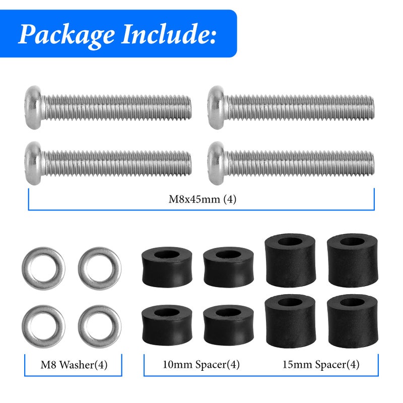 Belleone Wall Mounting Screws Bolts Fit for Samsung TV - M8 x 45mm with 25mm Long Spacers, Solid Screw Bolts Hardware, TV Mounting Bolt Compatible with Samsung 50" 55" 60" 65" 70" 75" 82" TV - Image 4
